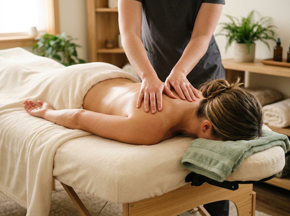 Therapeutic massage session at Kindermann Massage